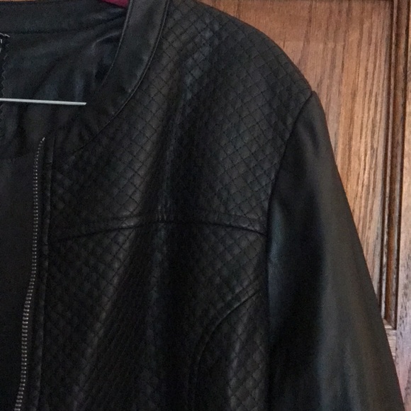 Black Faux Leather Moto Style Jacket, 12-14 - Picture 3 of 8